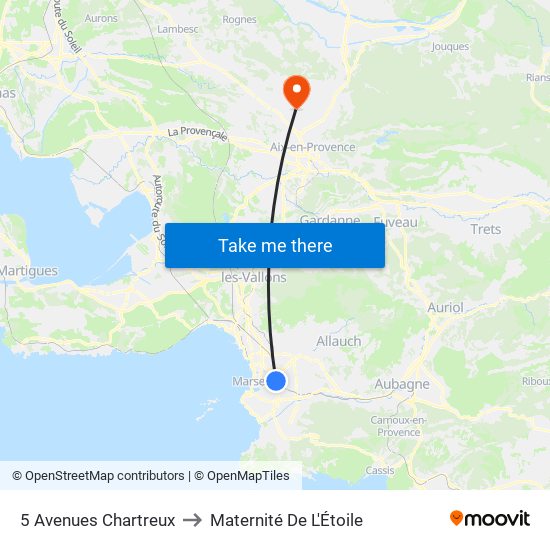 5 Avenues Chartreux to Maternité De L'Étoile map