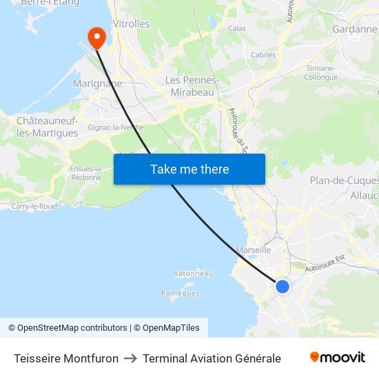 Teisseire Montfuron to Terminal Aviation Générale map