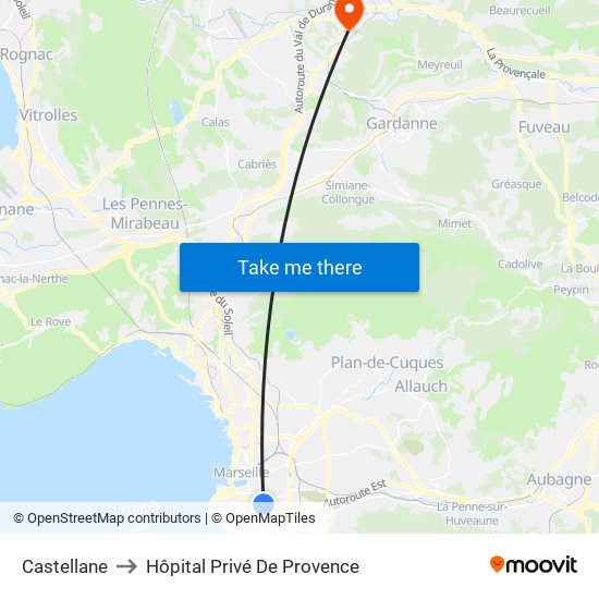 Castellane to Hôpital Privé De Provence map