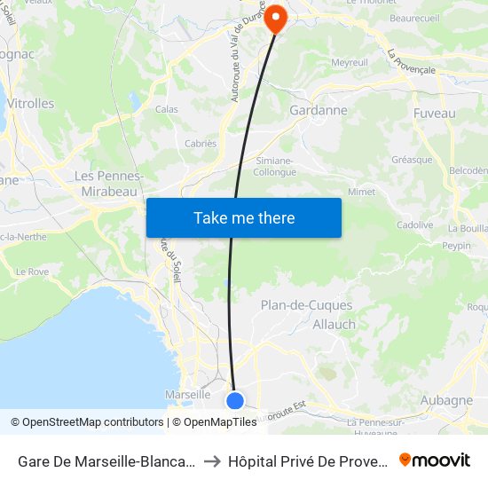 Gare De Marseille-Blancarde to Hôpital Privé De Provence map