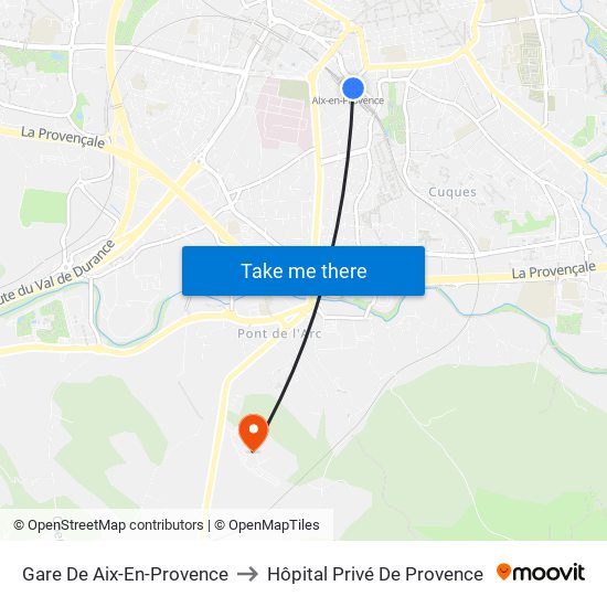 Gare De Aix-En-Provence to Hôpital Privé De Provence map