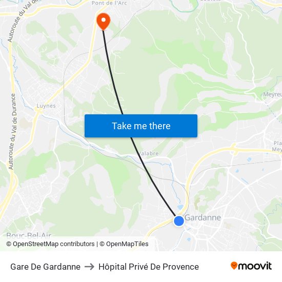 Gare De Gardanne to Hôpital Privé De Provence map