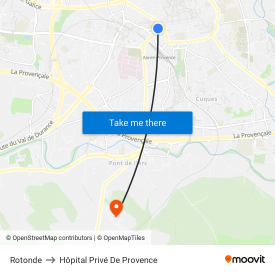 Rotonde to Hôpital Privé De Provence map