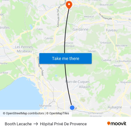 Booth Lecache to Hôpital Privé De Provence map