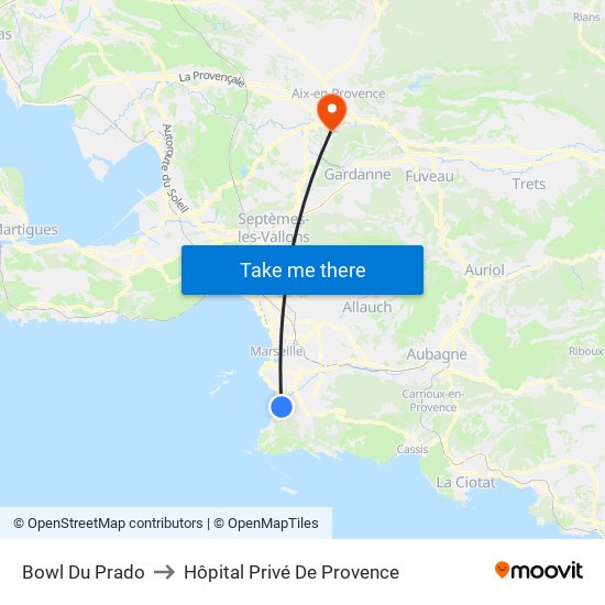 Bowl Du Prado to Hôpital Privé De Provence map