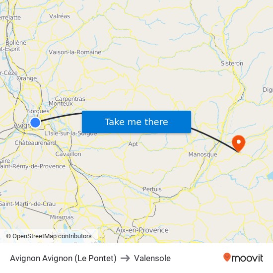 Avignon Avignon (Le Pontet) to Valensole map