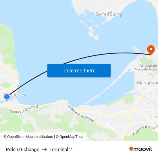 Pôle D'Echange to Terminal 2 map