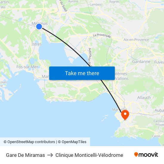 Gare De Miramas to Clinique Monticelli-Vélodrome map