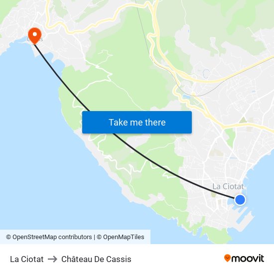 La Ciotat to Château De Cassis map