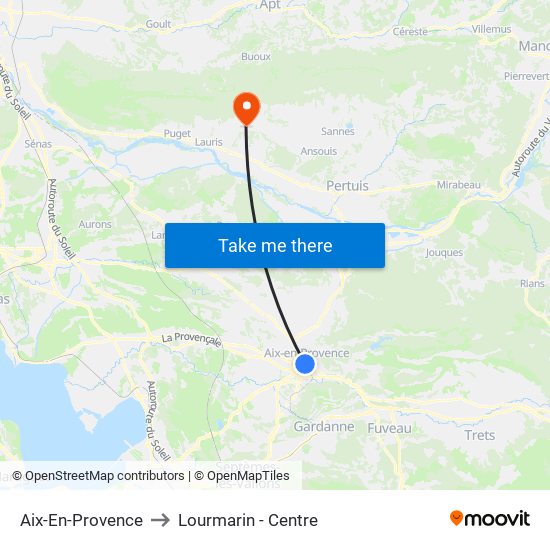 Aix-En-Provence to Lourmarin - Centre map