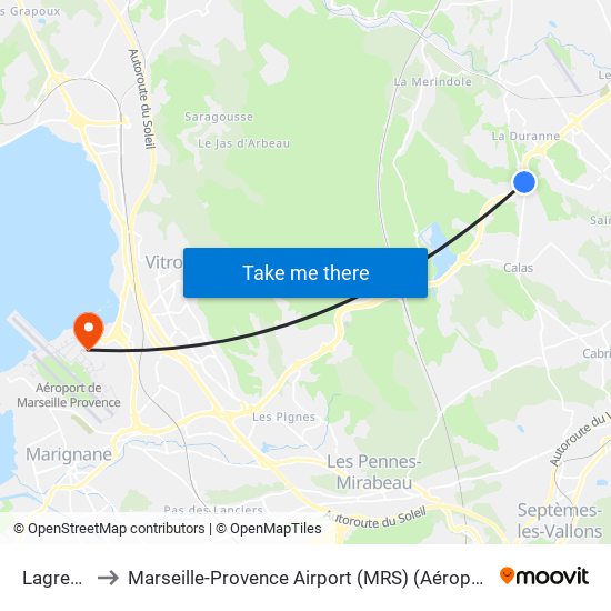 Lagremeuse to Marseille-Provence Airport (MRS) (Aéroport de Marseille Provence) map