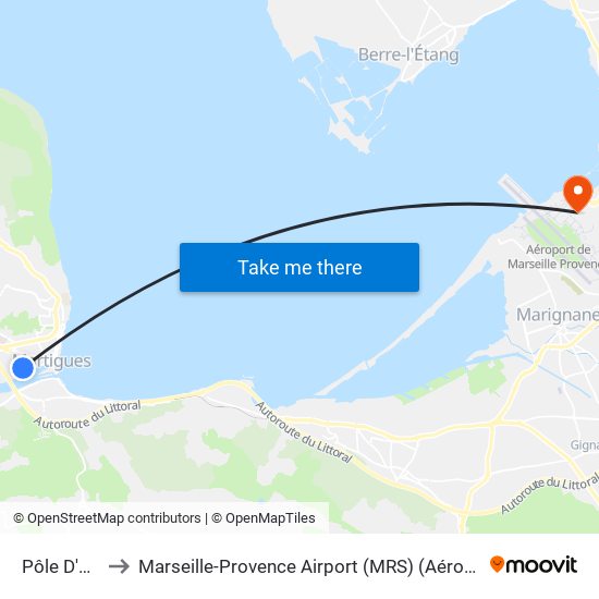 Pôle D'Echange to Marseille-Provence Airport (MRS) (Aéroport de Marseille Provence) map