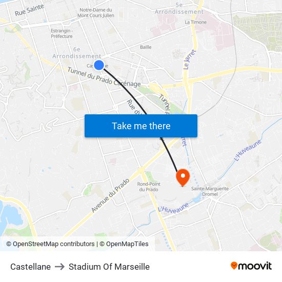Castellane to Stadium Of Marseille map