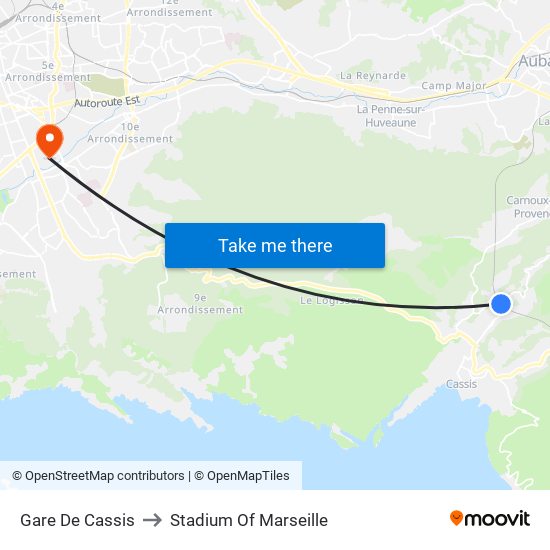 Gare De Cassis to Stadium Of Marseille map