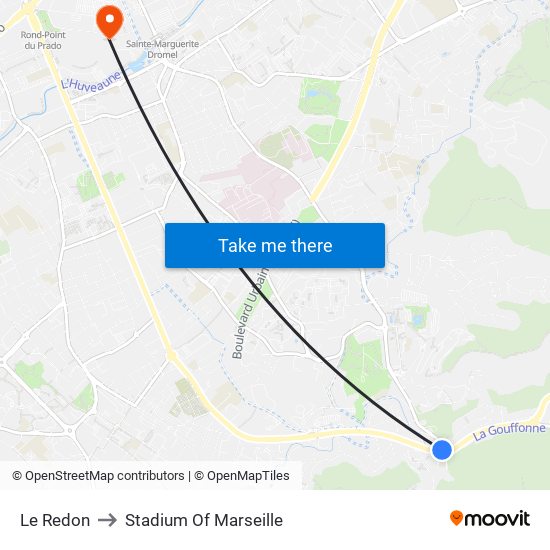 Le Redon to Stadium Of Marseille map