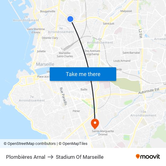 Plombières Arnal to Stadium Of Marseille map