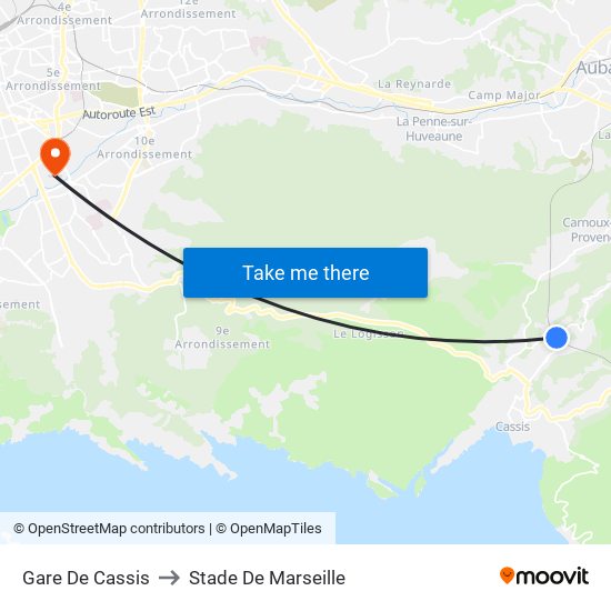 Gare De Cassis to Stade De Marseille map