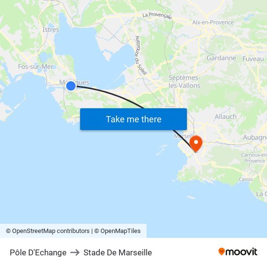 Pôle D'Echange to Stade De Marseille map