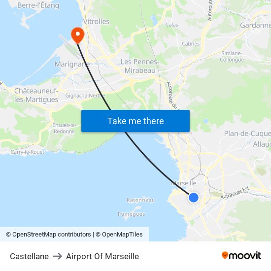 Castellane to Airport Of Marseille map