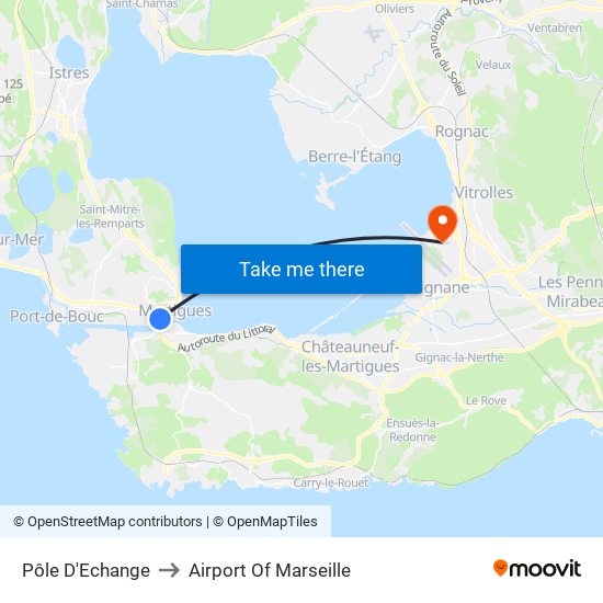 Pôle D'Echange to Airport Of Marseille map