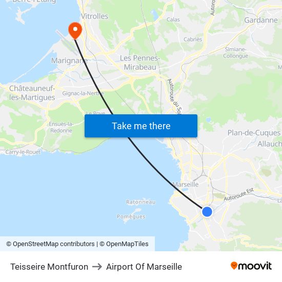 Teisseire Montfuron to Airport Of Marseille map