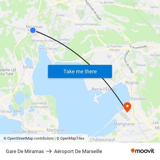 Gare De Miramas to Aéroport De Marseille map