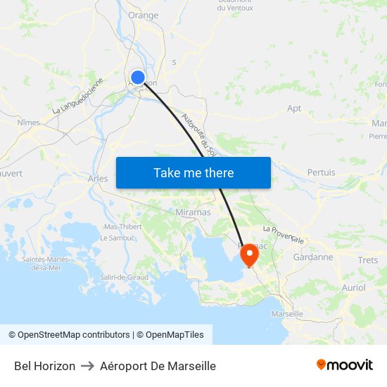 Bel Horizon to Aéroport De Marseille map