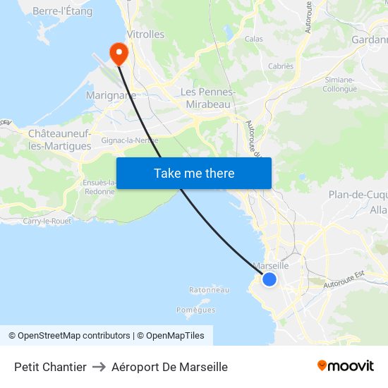 Petit Chantier to Aéroport De Marseille map