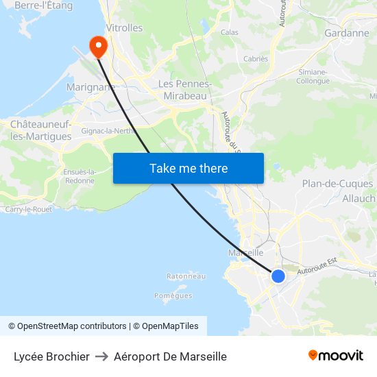 Lycée Brochier to Aéroport De Marseille map