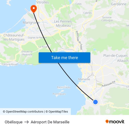 Obélisque to Aéroport De Marseille map