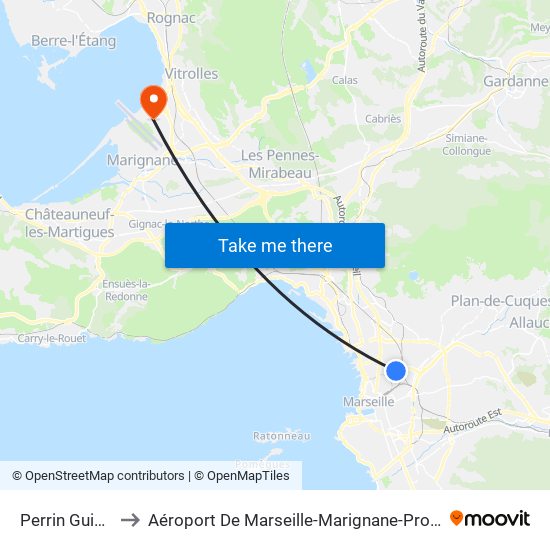 Perrin Guigou to Aéroport De Marseille-Marignane-Provence map