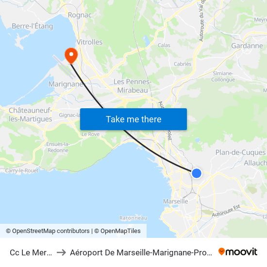 Cc Le Merlan to Aéroport De Marseille-Marignane-Provence map