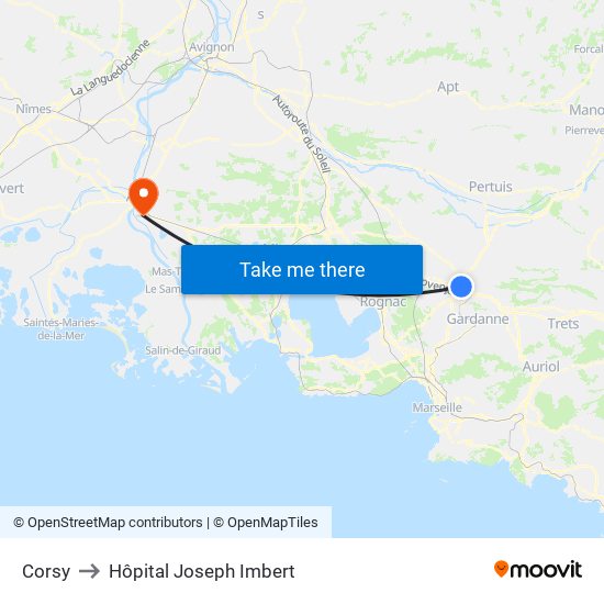 Corsy to Hôpital Joseph Imbert map
