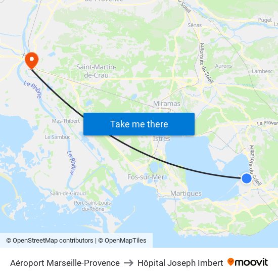 Aéroport Marseille-Provence to Hôpital Joseph Imbert map