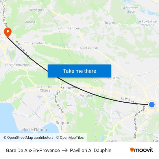 Gare De Aix-En-Provence to Pavillon A. Dauphin map