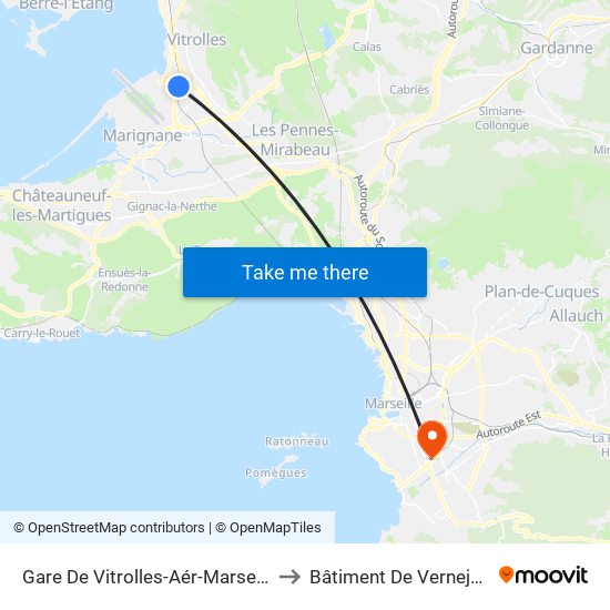 Gare De Vitrolles-Aér-Marseille to Bâtiment De Vernejoul map