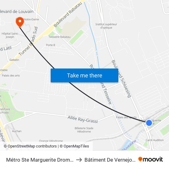Métro Ste Marguerite Dromel to Bâtiment De Vernejoul map