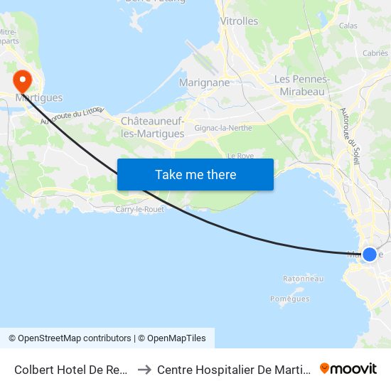 Colbert Hotel De Region to Centre Hospitalier De Martigues map