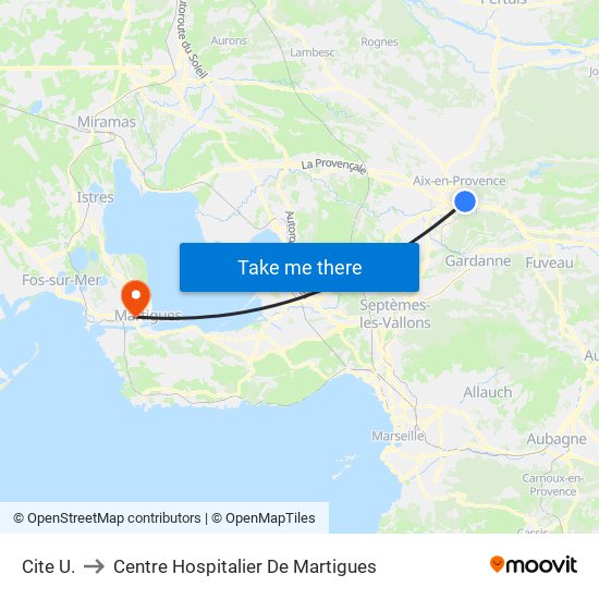 Cite  U. to Centre Hospitalier De Martigues map