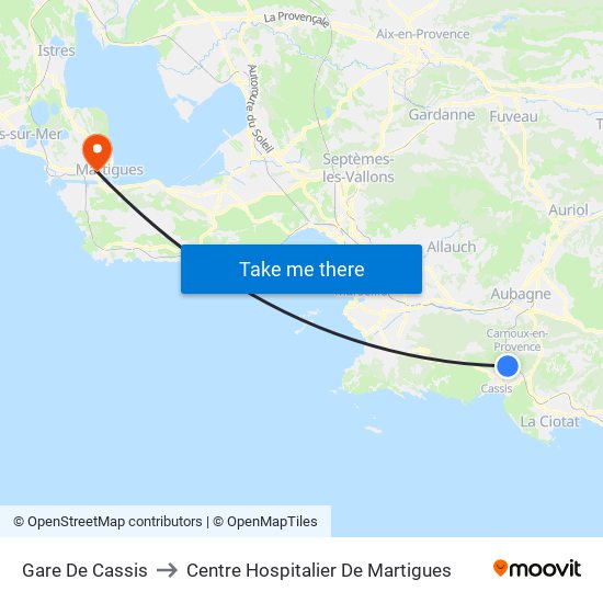 Gare De Cassis to Centre Hospitalier De Martigues map
