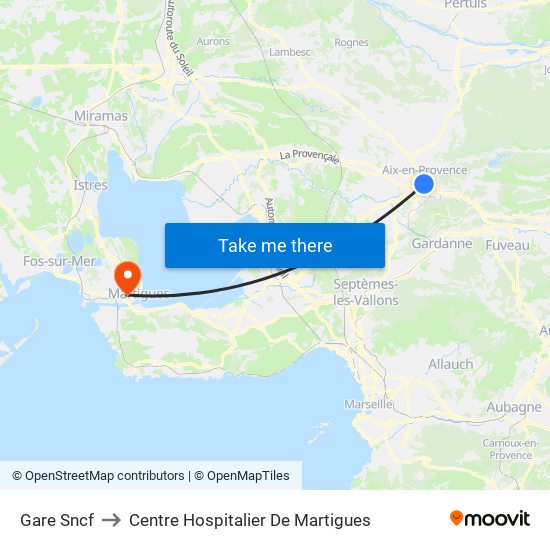 Gare Sncf to Centre Hospitalier De Martigues map