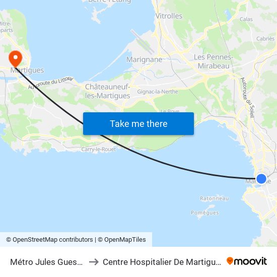 Métro Jules Guesde to Centre Hospitalier De Martigues map
