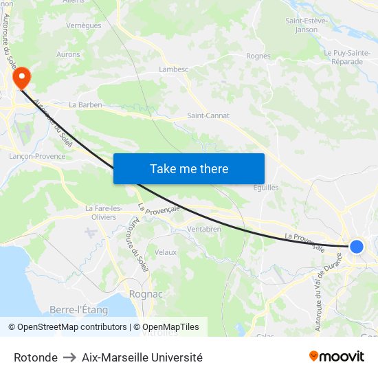 Rotonde to Aix-Marseille Université map