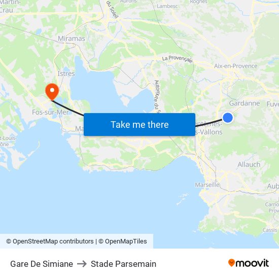 Gare De Simiane to Stade Parsemain map