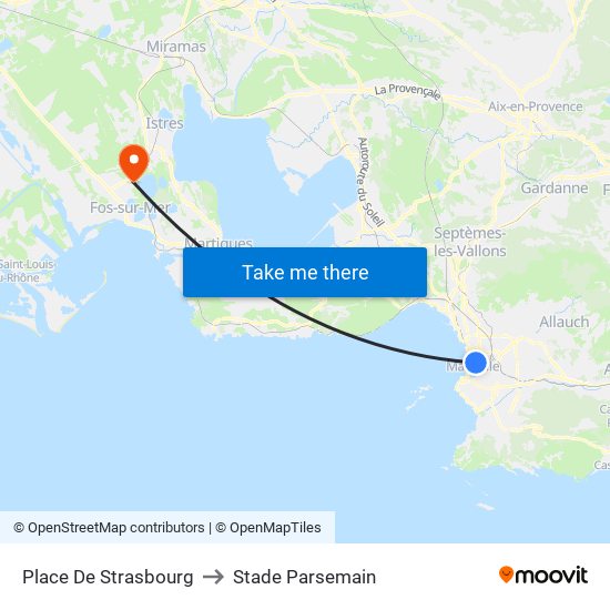 Place De Strasbourg to Stade Parsemain map