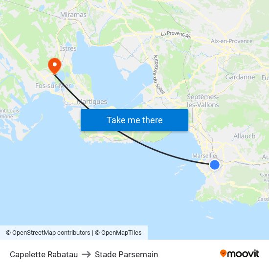 Capelette Rabatau to Stade Parsemain map