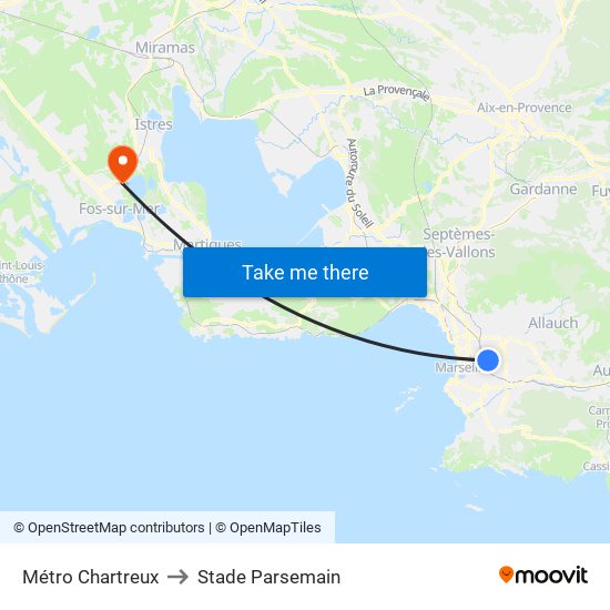 Métro Chartreux to Stade Parsemain map