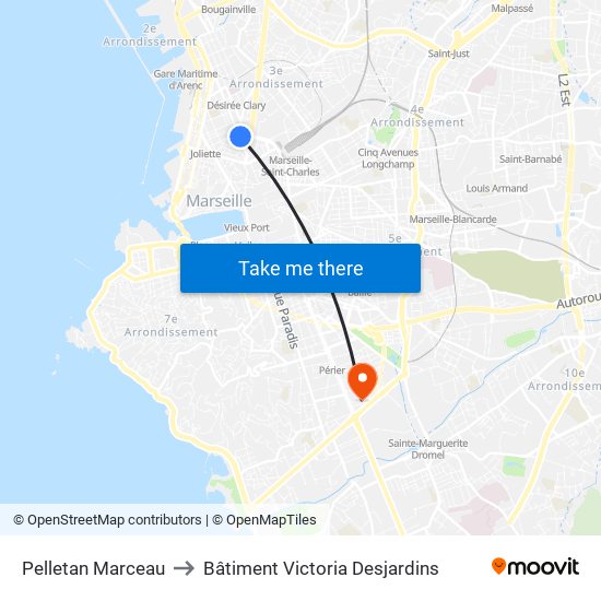 Pelletan Marceau to Bâtiment Victoria Desjardins map