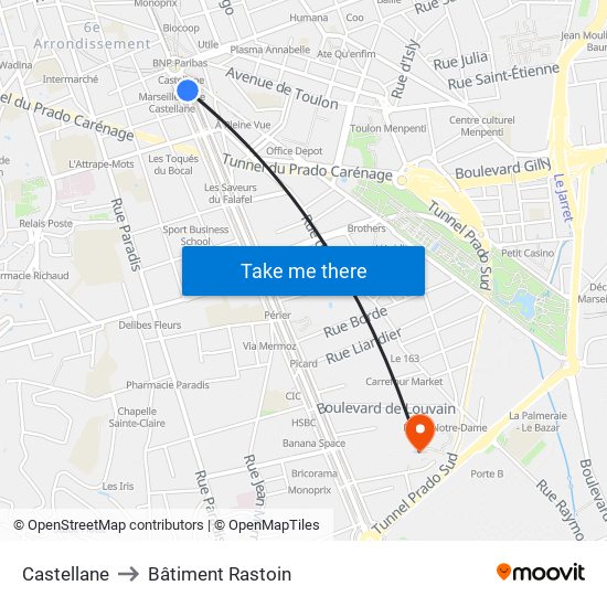 Castellane to Bâtiment Rastoin map