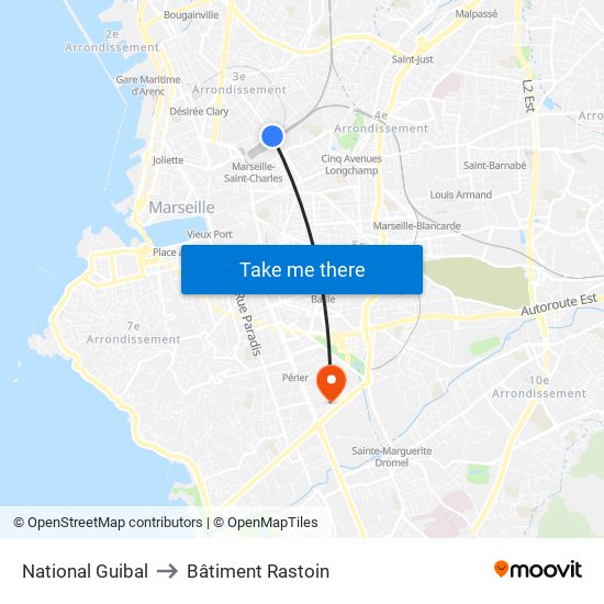 National Guibal to Bâtiment Rastoin map